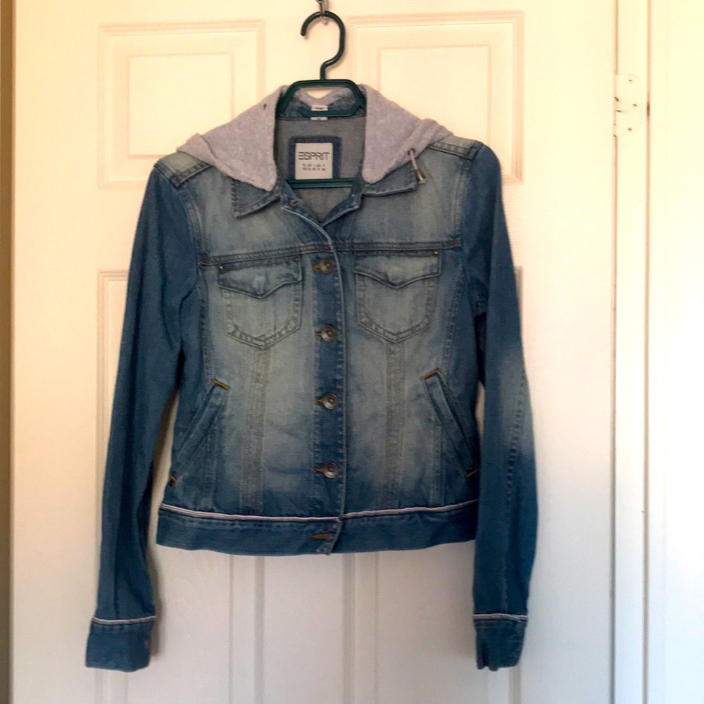 Esprit Jean Jacket with light gray hood & sleeves, Size: 8
